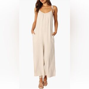 Margo Tie Strap Linen Jumpsuit
